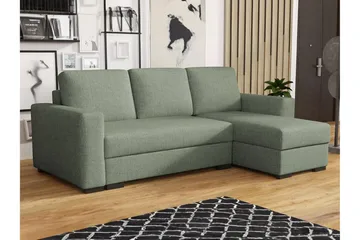 Denegal 3-sits Hörnbäddsoffa - Grön - Products - Möbler - Soffa - Bäddsoffa - Hörnbäddsoffa