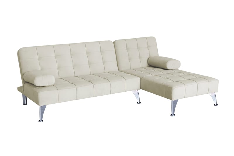 Divansoffa med bäddfunktion beige sammet - beige - Products - Möbler - Soffa - Bäddsoffa - Bäddsoffa divan