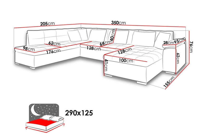 Dynir Bäddsoffa Divan Vänster - Mörkgrön - Products - Möbler - Soffa - Bäddsoffa - Bäddsoffa divan