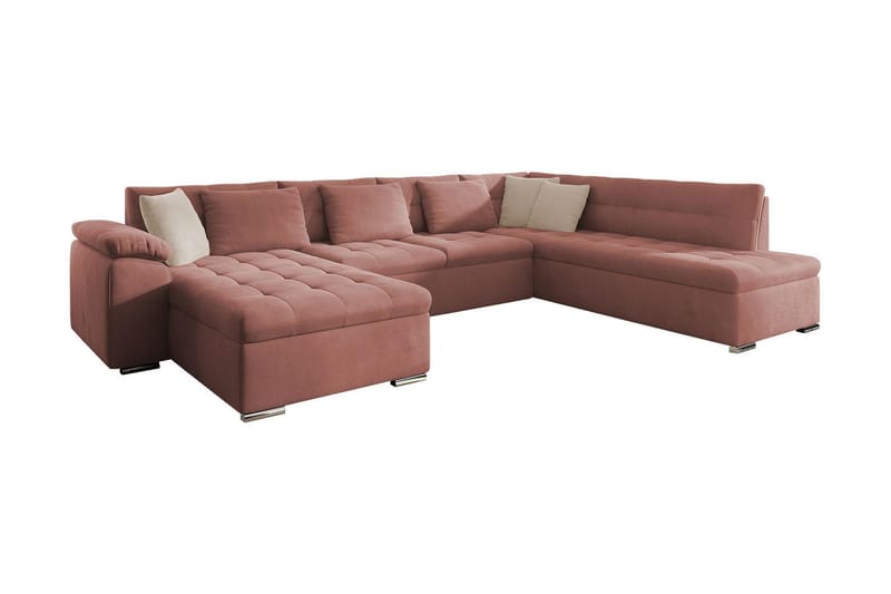 Dynir Bäddsoffa m. Divan och Schäslong 4-sits med Förvaring - Rosa - Products - Möbler - Soffa - Bäddsoffa - Bäddsoffa divan
