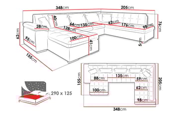 Dynir Bäddsoffa m. Divan och Schäslong 5-sits - Grön - Products - Möbler - Soffa - Bäddsoffa - Bäddsoffa divan