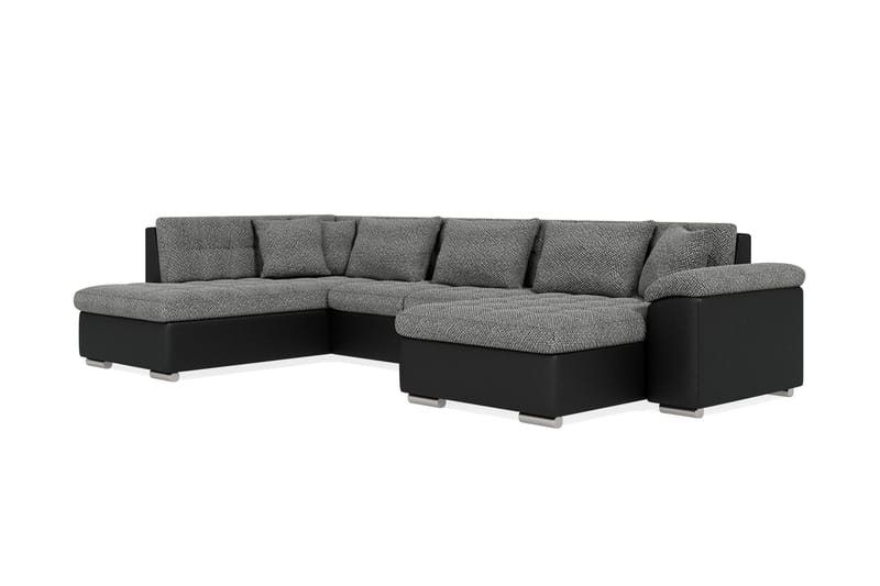 Dynir Stor Hörnbäddsoffa Divan med Förvaring Höger 350 cm - Svart / Grå - Products - Möbler - Soffa - Bäddsoffa - Bäddsoffa längsbäddad