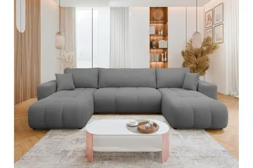 Flo Bäddsoffa Dubbeldivan 4-sits - Grå - Products - Möbler - Soffa - Bäddsoffa - U bäddsoffa