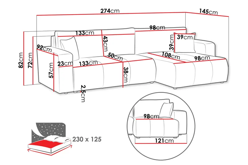 Flo Bäddsoffa med Divan 3-sits - Grå - Products - Möbler - Soffa - Bäddsoffa - Bäddsoffa divan