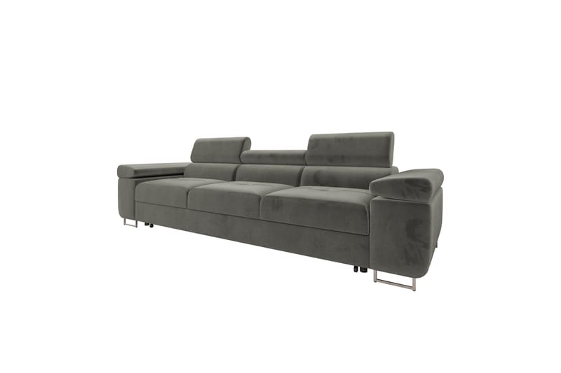 Gabina Bäddsoffa 3-sits i Plysch - Grå - Products - Möbler - Soffa - Bäddsoffa - 3 sits bäddsoffa