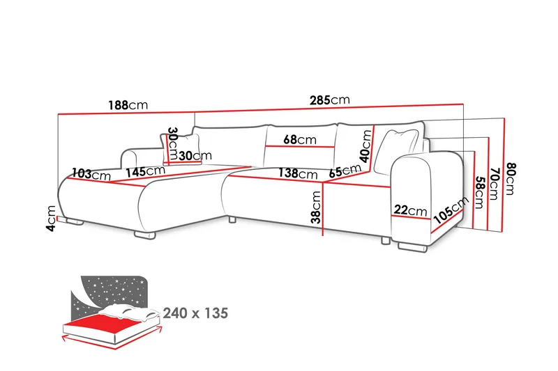 Handda Bäddsoffa med Divan 3-sits i Chenille - Beige - Products - Möbler - Soffa - Bäddsoffa - Bäddsoffa divan