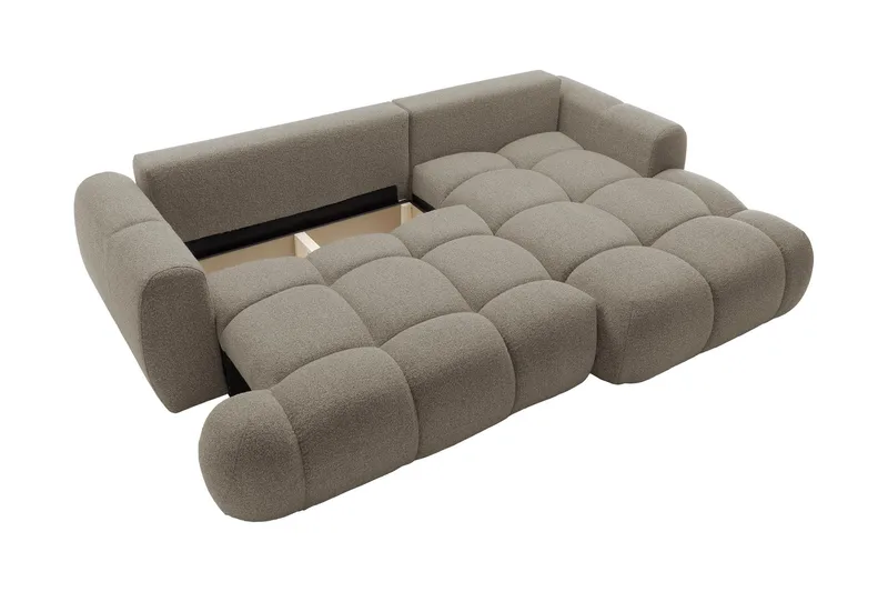 Handu Bäddsoffa med Divan 3-sits i Bouclé - Grå - Products - Möbler - Soffa - Bäddsoffa - Bäddsoffa divan