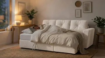 Leia 3-sits vändbar Bäddsoffa med divan och förvaring - Beige - Products - Möbler - Soffa - Bäddsoffa - Bäddsoffa divan