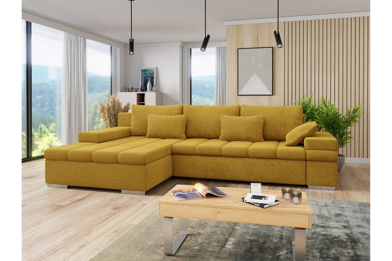 Naoma Bäddsoffa med Divan 4-sits - Gul - Products - Möbler - Soffa - Bäddsoffa - Bäddsoffa divan