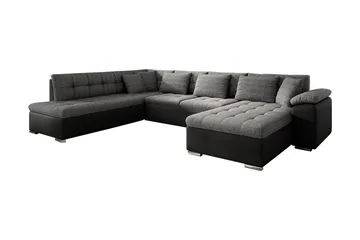 Niko U-Bäddsoffa 350x205x76 cm Divan Höger - Grå/Svart - Products - Möbler - Soffa - Bäddsoffa - Bäddsoffa längsbäddad