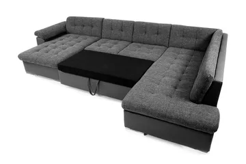 Niko U-Bäddsoffa 350x205x76 cm Divan Vänster - Grå/Svart - Products - Möbler - Soffa - Bäddsoffa - Bäddsoffa längsbäddad