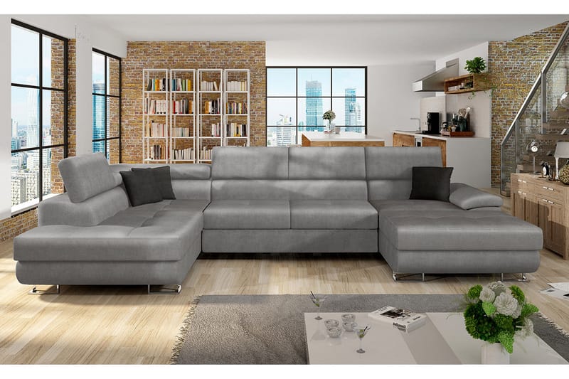 Reginia Hörnsoffa Vänster - Grå - Products - Möbler - Soffa - Bäddsoffa - Bäddsoffa divan