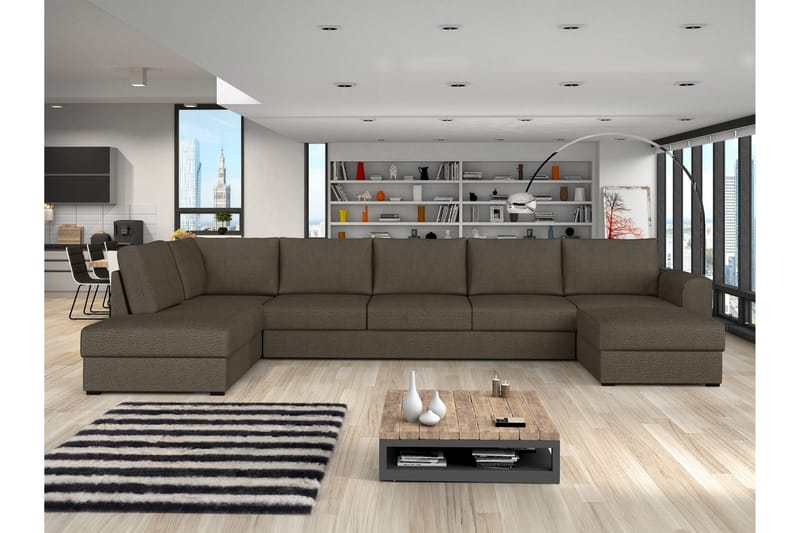 Taberk Bäddsoffa med Divan och Schäslong 5-sits - Brun - Products - Möbler - Soffa - Bäddsoffa - Bäddsoffa divan