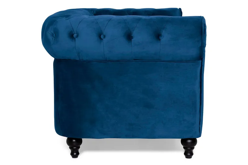 Chesterfield Lyx 2-sits Liten sammetssoffa - Djup soffa 160 cm bred - Blå Sammet - Products - Möbler - Soffa - Sammetssoffa