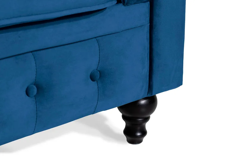 Chesterfield Lyx 2-sits Liten sammetssoffa - Djup soffa 160 cm bred - Blå Sammet - Products - Möbler - Soffa - Sammetssoffa