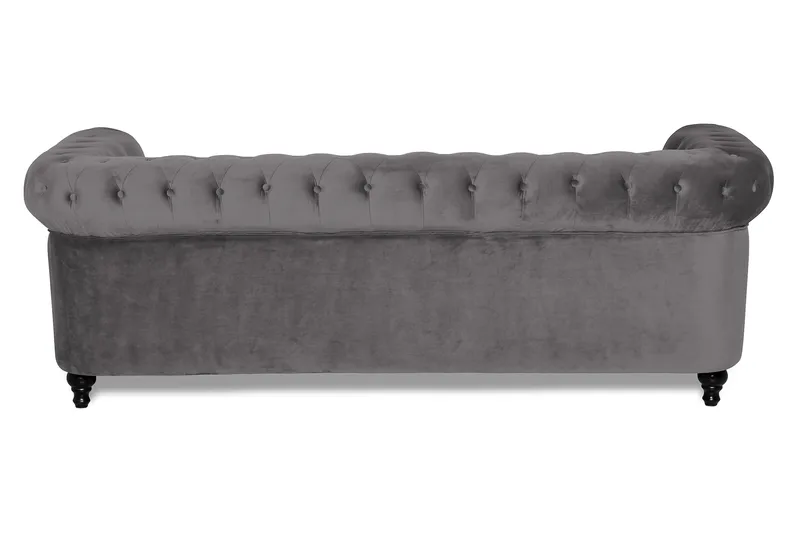 Chesterfield Lyx 3 sits Sammetssoffa - Djup soffa - Mörkgrå / Grå - Products - Möbler - Soffa - Chesterfield soffa