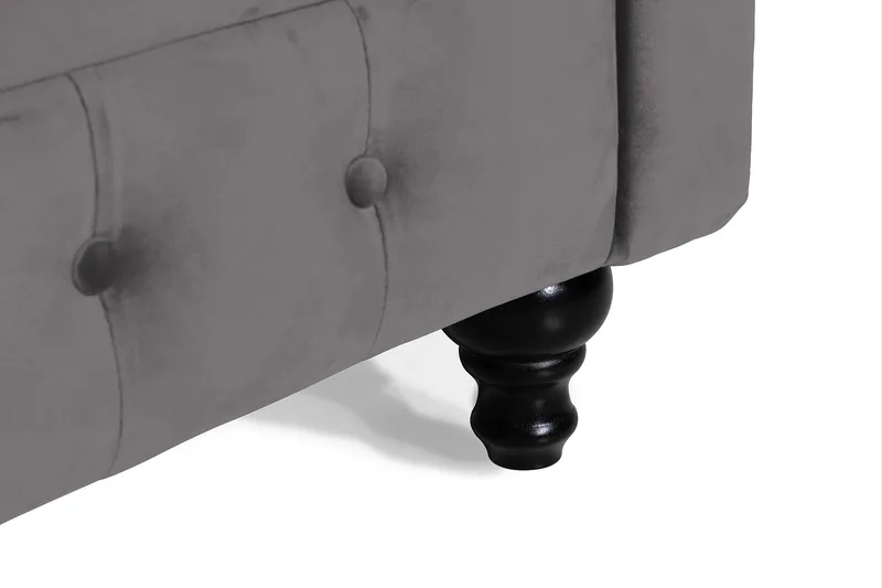 Chesterfield Lyx 3 sits Sammetssoffa - Djup soffa - Mörkgrå / Grå - Products - Möbler - Soffa - Chesterfield soffa