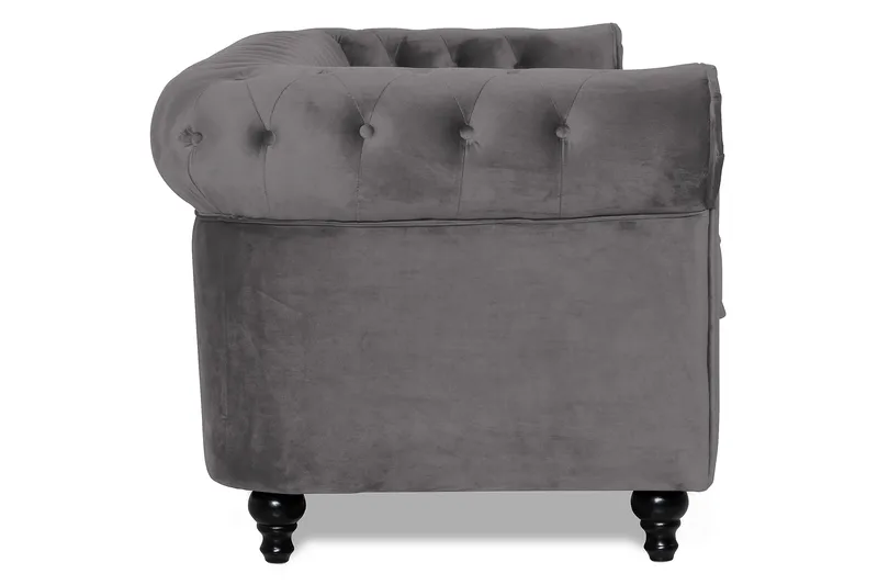 Chesterfield Lyx 3 sits Sammetssoffa - Djup soffa - Mörkgrå / Grå - Products - Möbler - Soffa - Chesterfield soffa