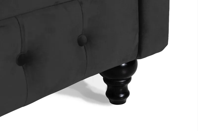 Chesterfield Lyx 3-sits Sammetssoffa - Djup soffa - Svart - Products - Möbler - Soffa - Chesterfield soffa