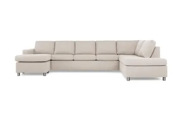 Crazy 5-sits Högervänd U-formad X-Large Soffa med Divan och Schäslong i Tyg, Beige