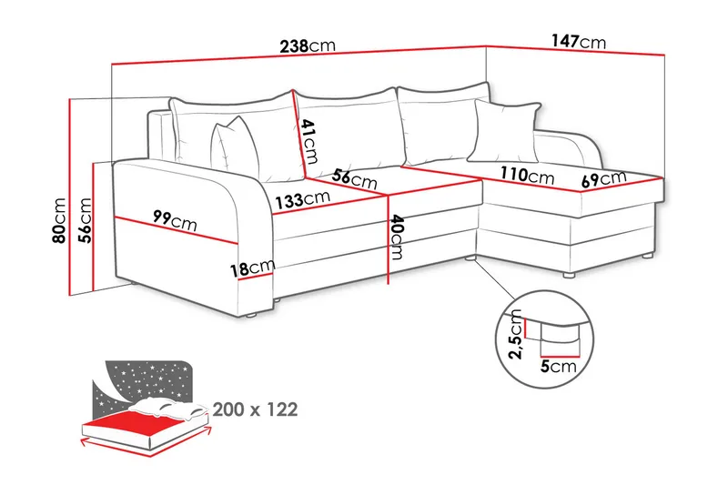 Alvared Soffa med Divan 3-sits - Beige - Products - Möbler - Soffa - Divansoffa & schäslongsoffa - 3 sits soffa med divan