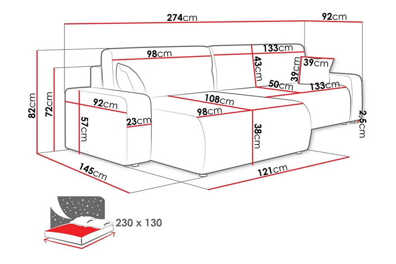 Barile Soffa med Divan 3-sits - Beige - Products - Möbler - Soffa - Divansoffa & schäslongsoffa - 3 sits soffa med divan