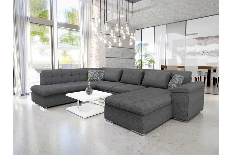 Dynir Soffa med Divan och Schäslong 4-sits - Mörkgrå/Ljusgrå - Products - Möbler - Soffa - Divansoffa & schäslongsoffa - 4 sits soffa med divan