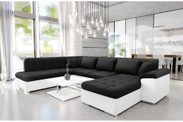 Dynir Soffa med Divan och Schäslong 4-sits - Vit/Svart - Products - Möbler - Soffa - Divansoffa & schäslongsoffa - 4 sits soffa med divan