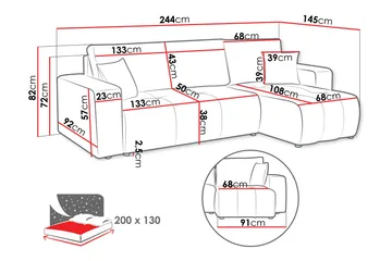 Flo Bäddsoffa med Divan 3-sits - Vit - Products - Möbler - Soffa - Divansoffa & schäslongsoffa - 3 sits soffa med divan