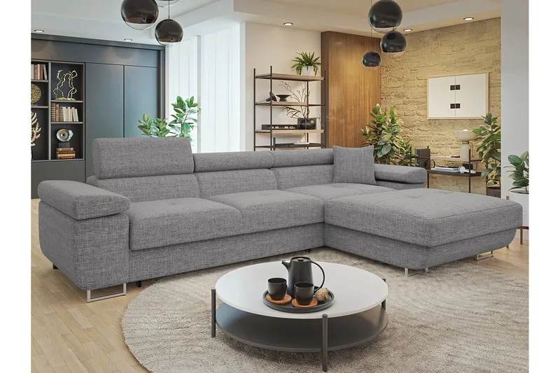 Gabina Soffa med Divan 3-sits - Grå - Products - Möbler - Soffa - Divansoffa & schäslongsoffa - 3 sits soffa med divan
