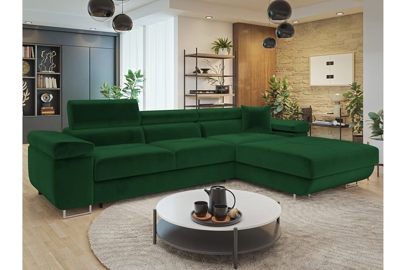 Gabina Soffa med Divan 3-sits - Grön - Products - Möbler - Soffa - Divansoffa & schäslongsoffa - 3 sits soffa med divan