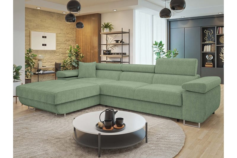 Gabina Soffa med Divan 3-sits - Grön - Products - Möbler - Soffa - Divansoffa & schäslongsoffa - 3 sits soffa med divan