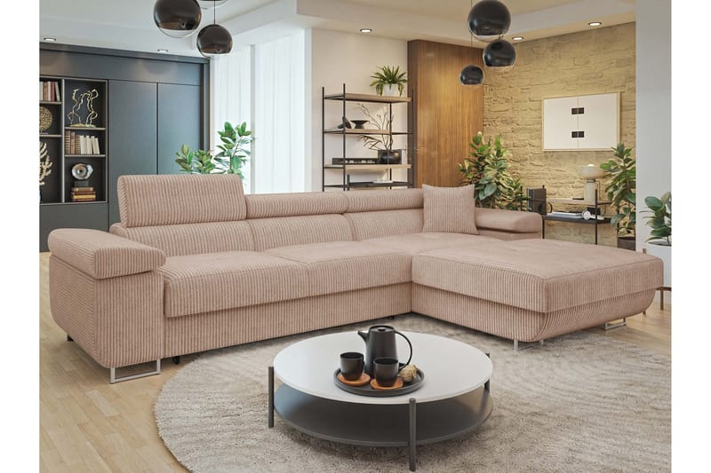 Gabina Soffa med Divan 3-sits - Rosa - Products - Möbler - Soffa - Divansoffa & schäslongsoffa - 3 sits soffa med divan