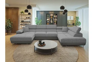 Gabina Soffa med Divan och Schäslong 4-sits - Beige/Grå - Products - Möbler - Soffa - Divansoffa & schäslongsoffa - 4 sits soffa med divan