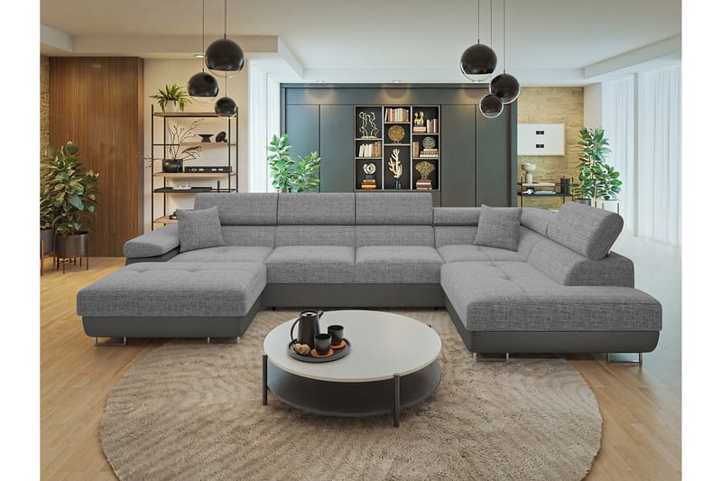 Gabina Soffa med Divan och Schäslong 4-sits - Beige/Grå - Products - Möbler - Soffa - Divansoffa & schäslongsoffa - 4 sits soffa med divan