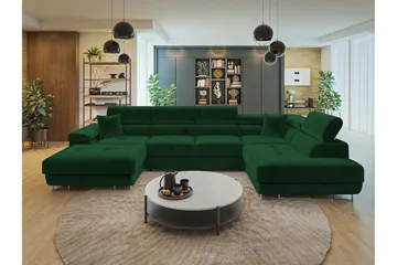 Gabina Soffa med Divan och Schäslong 4-sits - Grön - Products - Möbler - Soffa - Divansoffa & schäslongsoffa - 4 sits soffa med divan