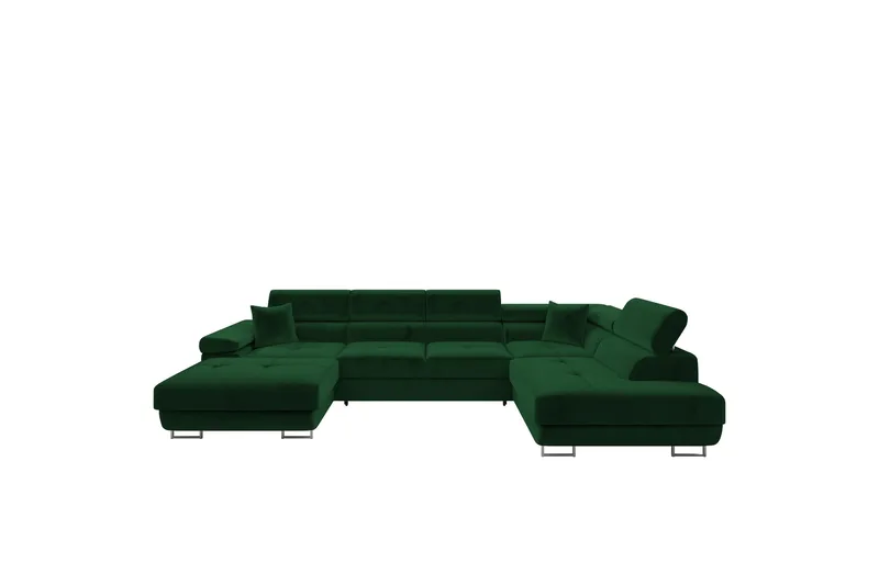 Gabina Soffa med Divan och Schäslong 4-sits, Grön