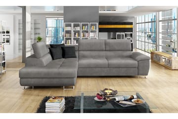 Reginia Soffa med Schäslong 3-sits - Ljusgrå/Svart - Products - Möbler - Soffa - Divansoffa & schäslongsoffa - 3 sits soffa med divan