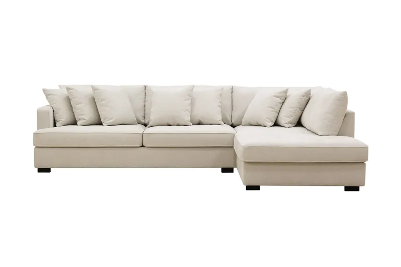 Rossita 4-sits Högervänd L-formad Djup Schäslongsoffa i Tyg, Beige