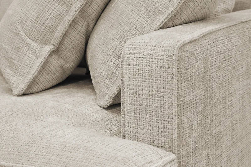 Rossita Lyx 4-sits Extra djup Soffa med Schäslong Vänster - Beige Chenille - Products - Möbler - Soffa - Divansoffa & schäslongsoffa - 4 sits soffa med divan