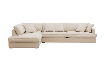 Rossita Lyx 4-sits Extra djup Soffa med Schäslong Vänster - Beige Manchester - Products - Möbler - Soffa - Divansoffa & schäslongsoffa - 4 sits soffa med divan