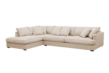 Rossita Lyx 4-sits Extra djup Soffa med Schäslong Vänster - Beige Manchester - Products - Möbler - Soffa - Divansoffa & schäslongsoffa - 4 sits soffa med divan