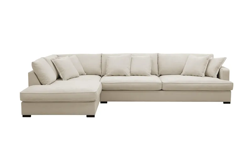 Rossita Lyx 4-sits Extra djup Soffa med Schäslong Vänster - Beige Tyg - Products - Möbler - Soffa - Divansoffa & schäslongsoffa - 4 sits soffa med divan