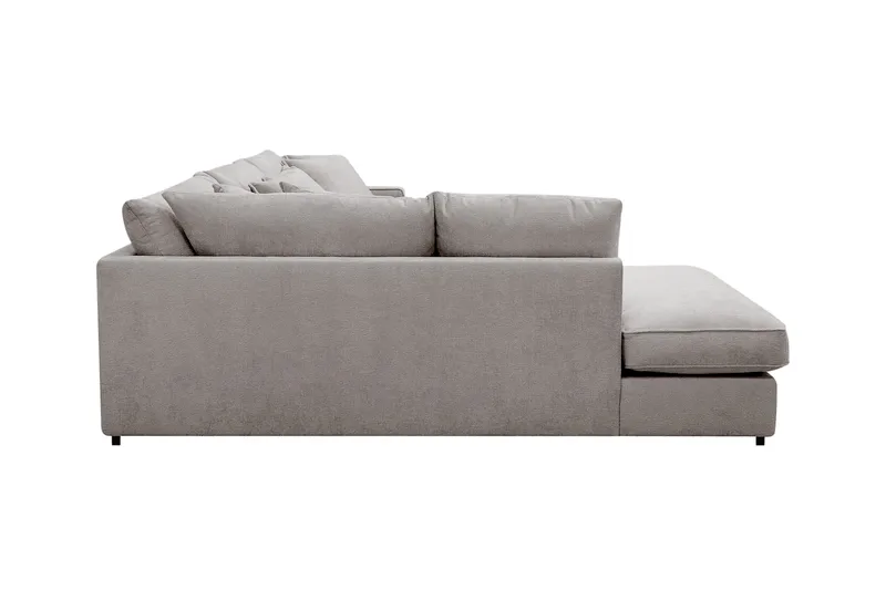 Rossita Lyx 4-sits Extra djup Soffa med Schäslong Vänster - Grå/Brun Chenille - Products - Möbler - Soffa - Divansoffa & schäslongsoffa - 4 sits soffa med divan