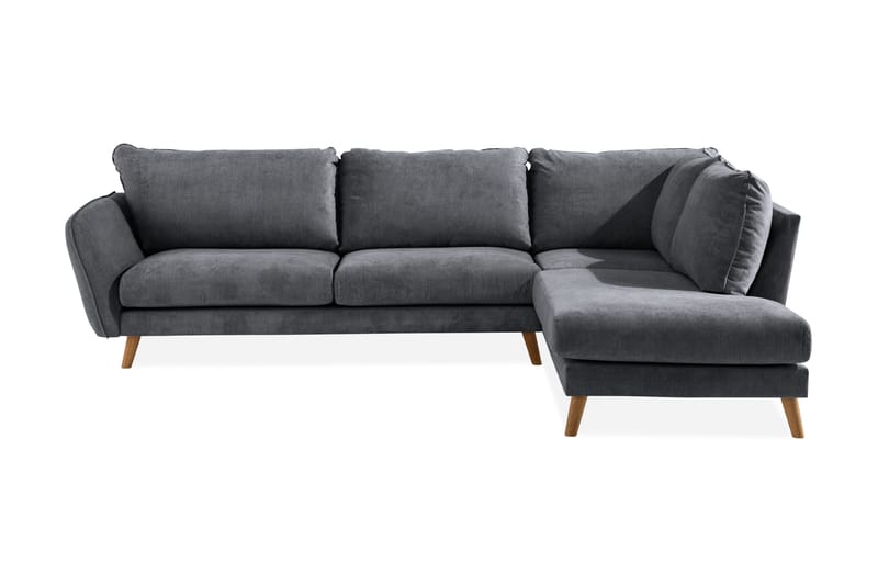 Trend Lyx 4-sits Högervänd L-formad Schäslongsoffa i Tyg, Mörkgrå