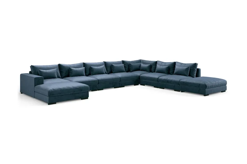 Dubai U-modulsoffa Large med Divan Vänster Sammet Extra Djup - Blå - Products - Möbler - Soffa - U-soffa