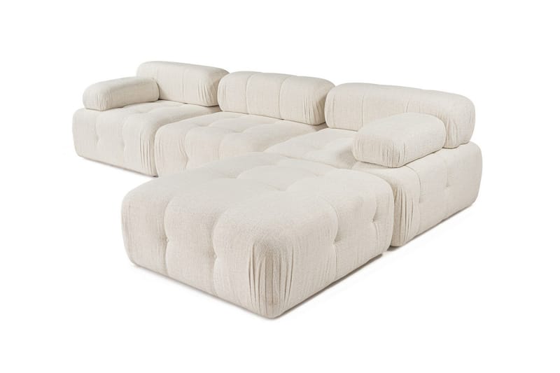 Belgin Bubblig Divansoffa 3-sits 315 cm med utfällbara armstöd och ryggstöd - Ljus / Beige - Products - Möbler - Soffa - Modulsoffa - Komplett modulsoffa