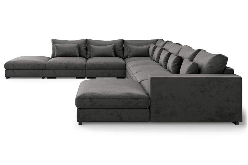 Dubai Stor U-modulsoffa Large med Divan Höger Sammet Extra Djup - Mörkgrå - Products - Möbler - Soffa - Modulsoffa - Komplett modulsoffa