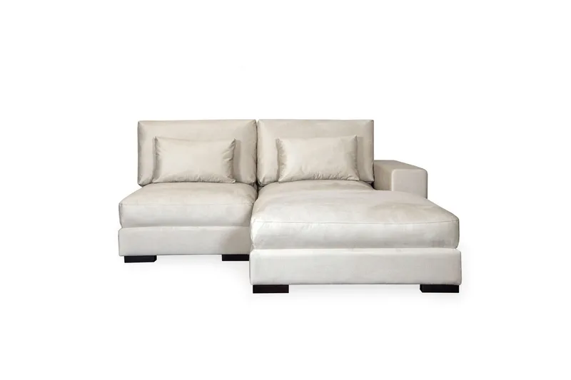 Dubai Divansoffa Höger Sammet Extra Djup - Vit - Products - Möbler - Soffa - Modulsoffa - Komplett modulsoffa