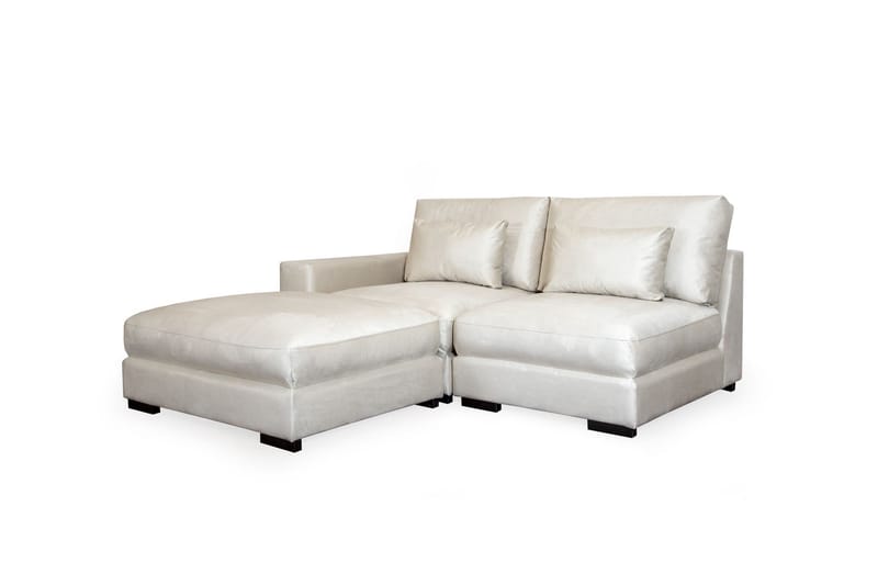 Dubai Divansoffa Vänster Sammet Extra Djup - Vit - Products - Möbler - Soffa - Modulsoffa - Komplett modulsoffa